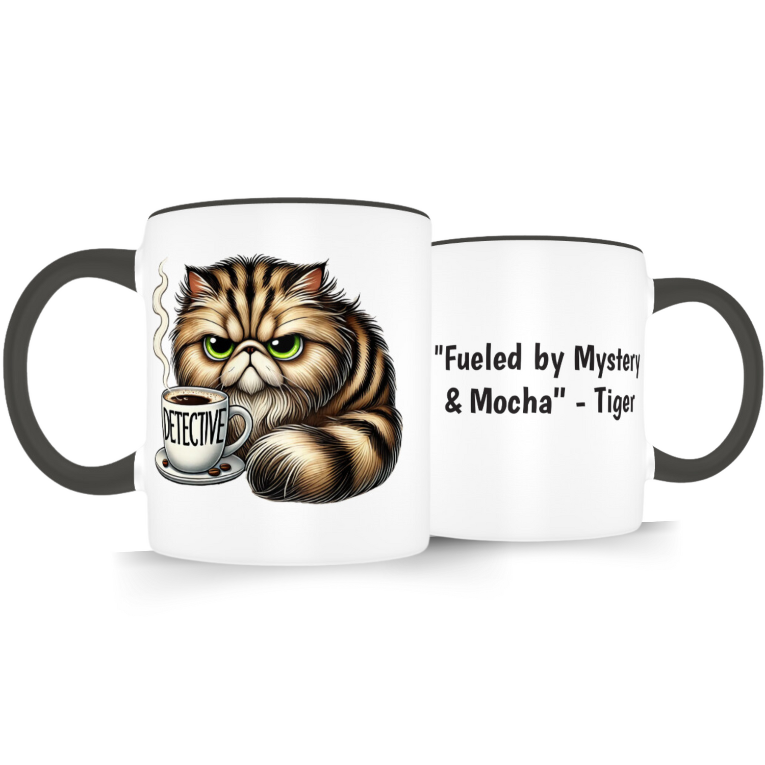 Detective Tiger the house cat, Coffee Mug - Both sides| From The "Murder at Sugar & Spice Bakery" Cozy Mystery Serial Story