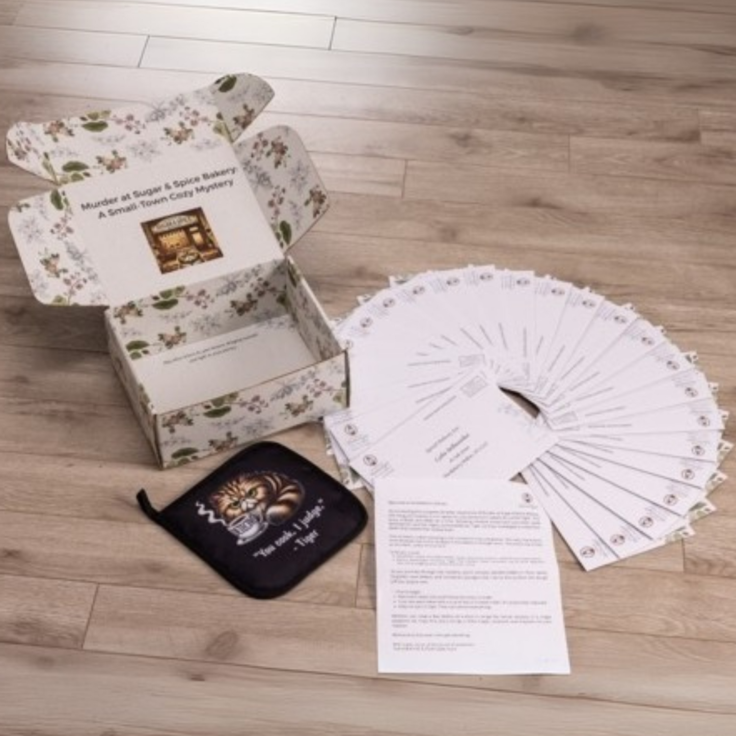 Murder at Sugar & Spice Bakery All-in-one Story Box with potholder and letters