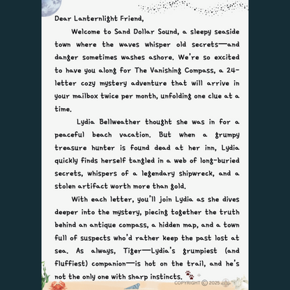 The Vanishing Compass mystery letters introduction with interactive clues and Tiger Tales report
