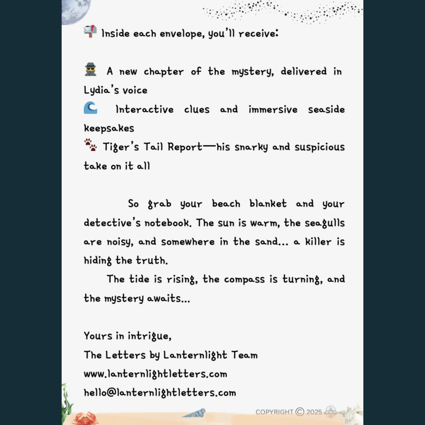 Handwritten mystery letter from The Vanishing Compass story with envelope and clues